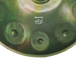 Handpan 10 note vert Re mineur, frequence 432hz, frequence 440hz, hang drum, instrument musique, handpan origine, vert, 14 notes